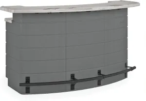 Suncast Pre-Assembled Backyard Oasis Entertainment Bar with Pull-Out Drawers and Shelving Space, All-Weather Outdoor Food and Bar Unit with Faux Marble Finish
