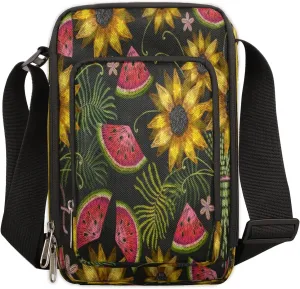 Sunflower Watermelon Tribe Ethnic Small Crossbody Bags for Women Trendy Cross Body Phone Purse Wallet Mens Travel Crossbody Bag Side Shoulder Bag