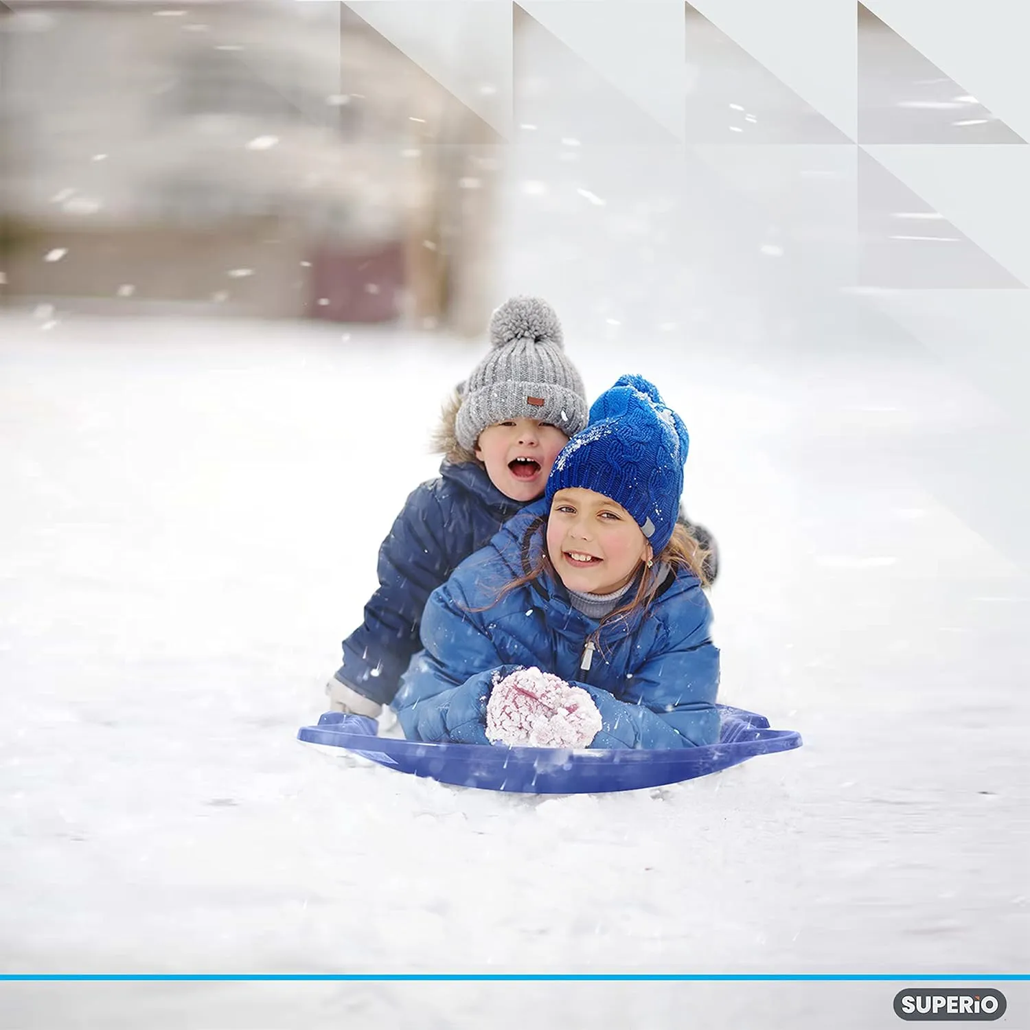 Superio Round Snow Saucer Sled- 24" Plastic Disc Sled for Kids and Adults- Heavy Duty Sled with Handles for Downhill Sledding, Winter Outdoor Sports
