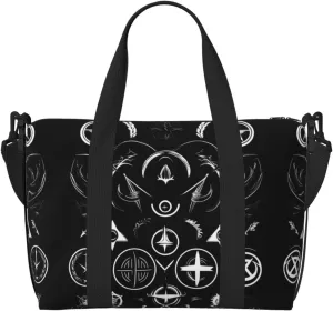 Supernatural Symbols Black print Travel Duffel Bag,workout duffel bag, overnight shoulder Bag,Weekender Bag for Women Men