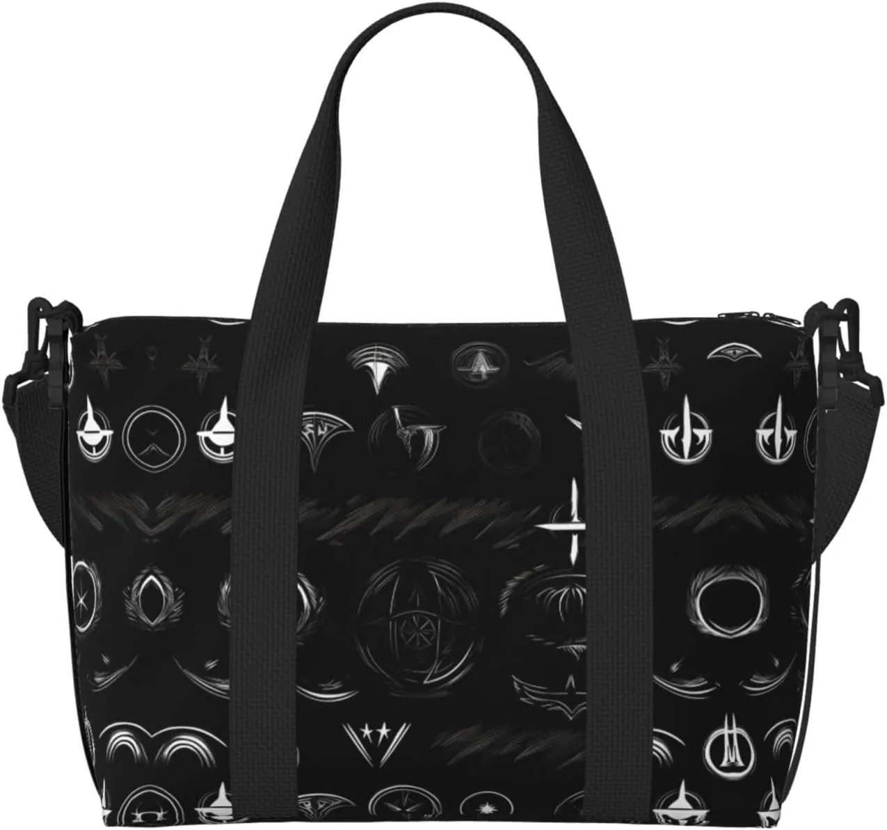 Supernatural Symbols Black print Versatile Personal Item Travel Bags for Women - Spacious Duffel Bags for Traveling, Gym Bags for Men