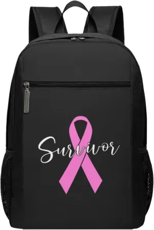 Survivor Breast Cancer Awareness Travel Laptop Backpack, Business Anti Theft Slim Sturdy Laptops Backpacks, College Computer Bag Gift for Men & Women Fits 17 Inch Notebook,Black