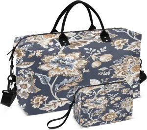 susiyo Flower Of Wealth Expandable Travel Duffle Bag, Large Weekender Overnight Bags and Adjustable Strap, Carry On Shoulder Tote Bag, Gym Duffel Bag with Toiletry Bags for Hospital