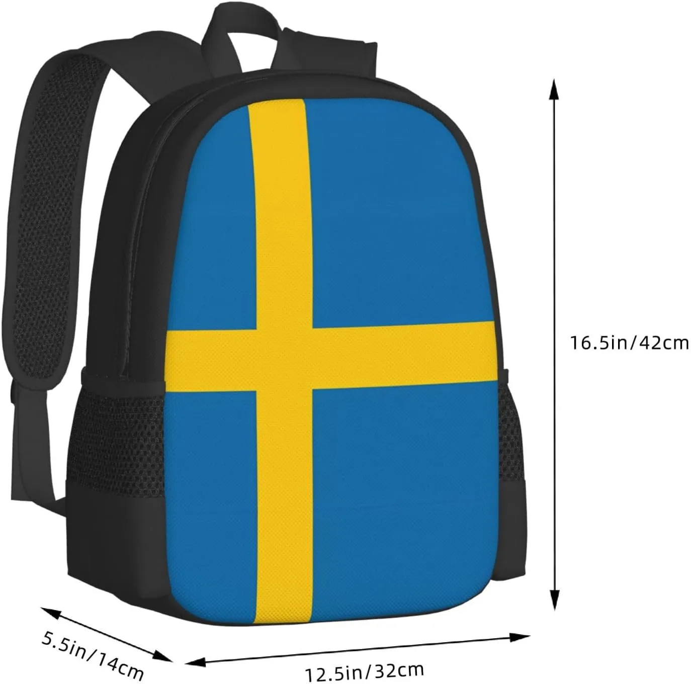 Swedish Sweden Flag Travel Backpack Casual Backpacks 15 Inch Laptop Back Pack Lightweight Rucksack Outdoor Sport Daypack Large Bags for Working Camping Hiking