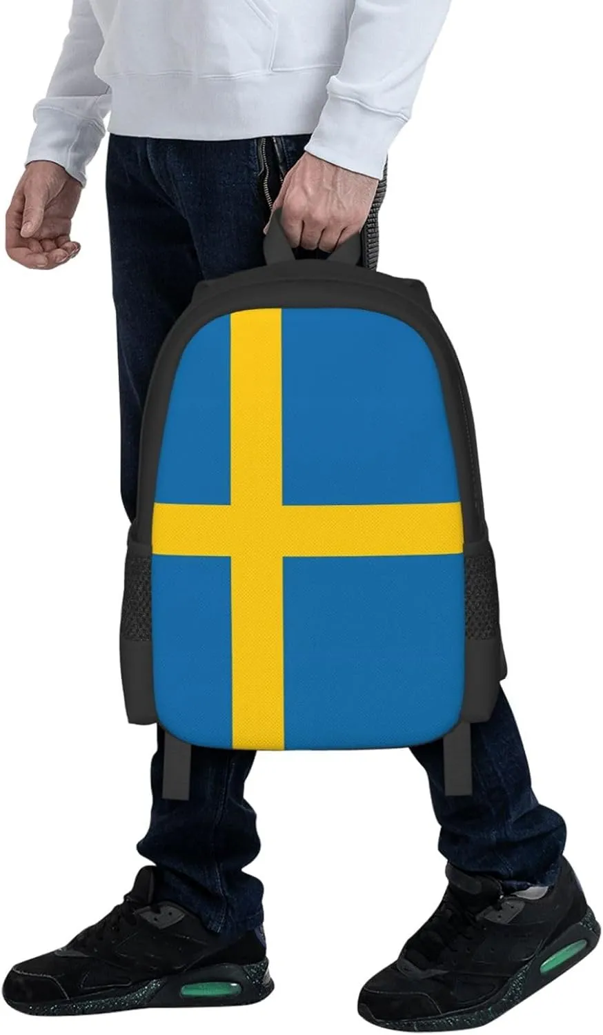 Swedish Sweden Flag Travel Backpack Casual Backpacks 15 Inch Laptop Back Pack Lightweight Rucksack Outdoor Sport Daypack Large Bags for Working Camping Hiking