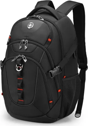 Swissdigital Design Business Laptop Backpack with Smart USB Charging Port Travel Backpack Fits 15.6 inches Laptops,Water Repellent College Backpack for Men Women, Black | SD803