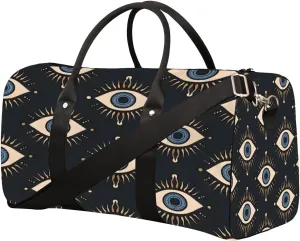 Symmetrical Devil Eye Design Travel Duffel Bag for Women Men Small Sport Gym Bag Waterproof Weekender Overnight Lightweight Carry on Foldable Gym Bag for Training Swim Yoga Traveling Handbag