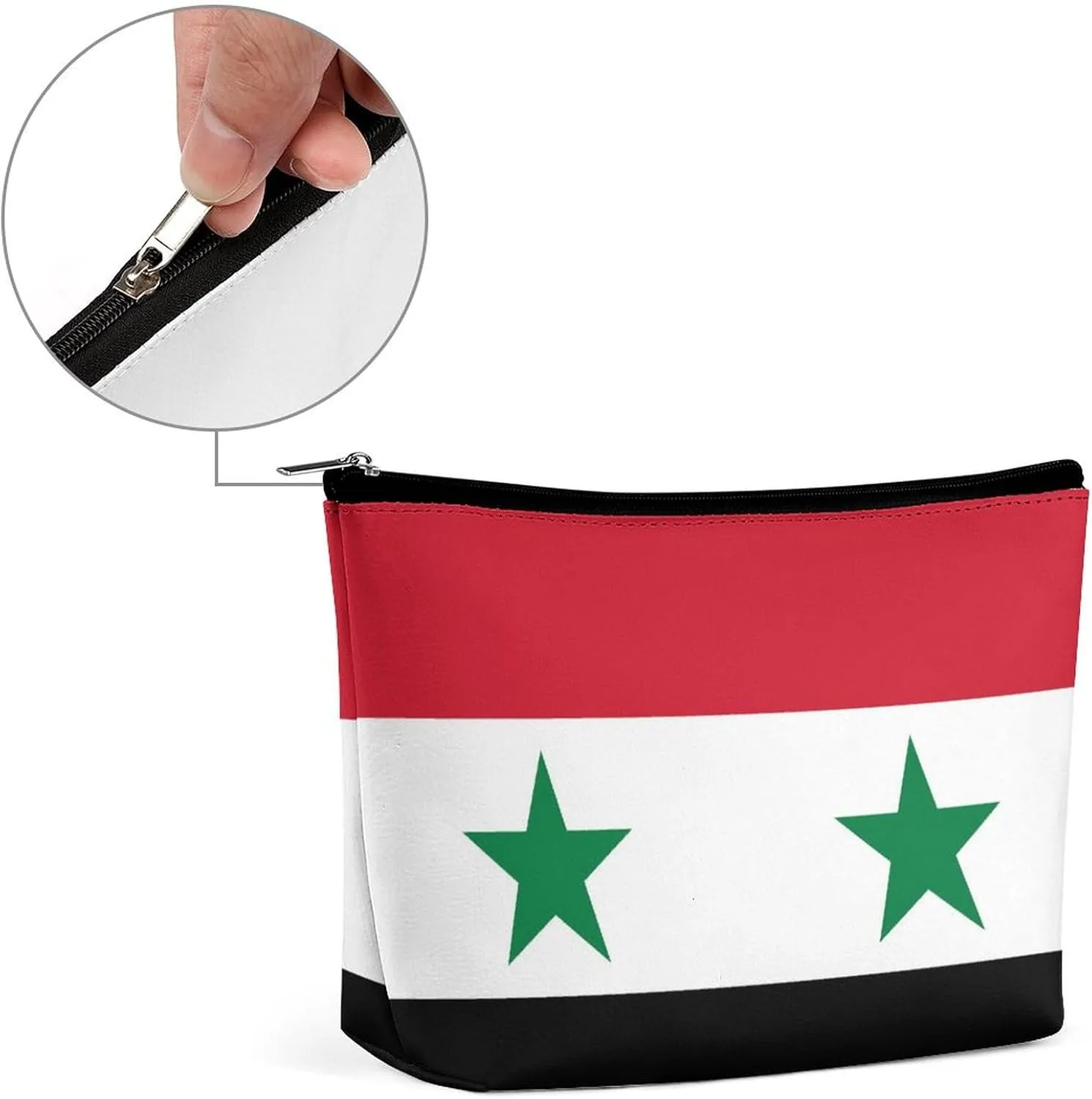 Syria Flag Compact Makeup Organizer Travel Cosmetic Bag for Women