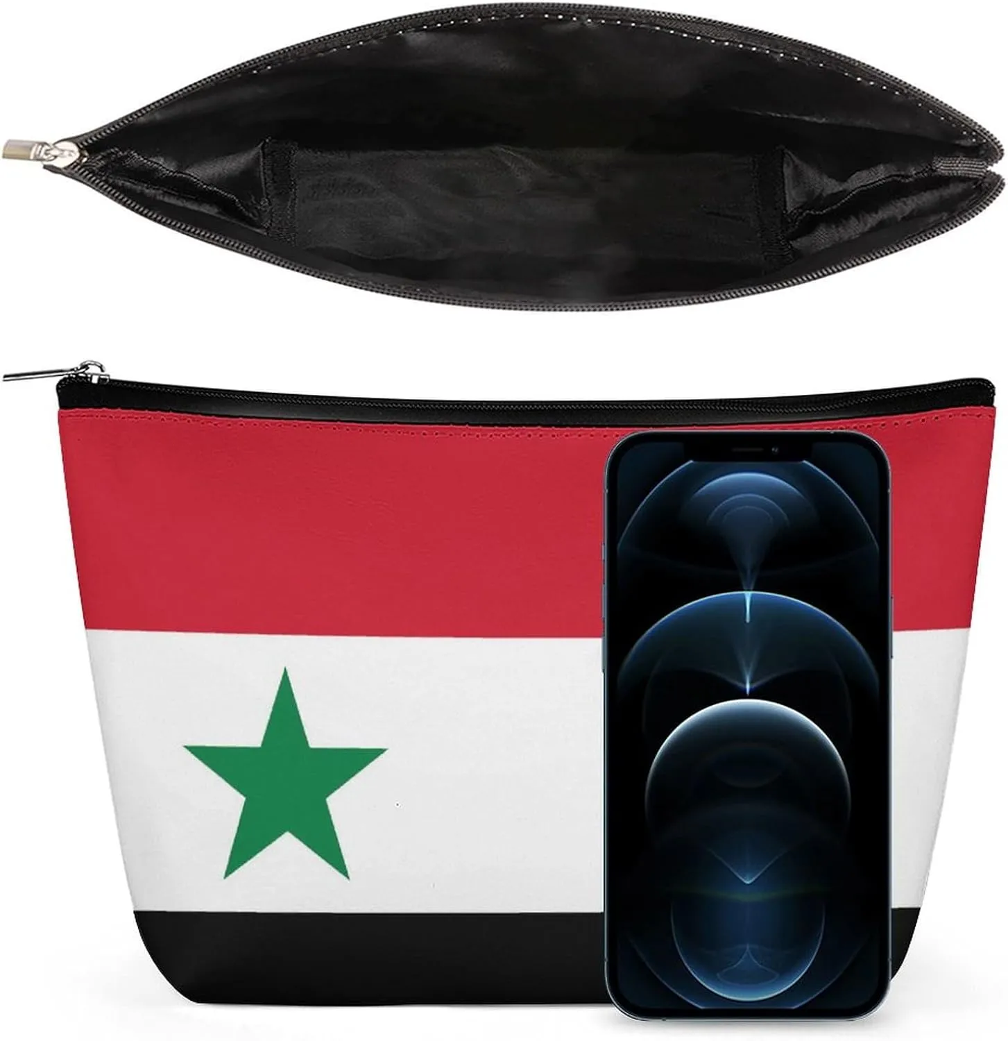 Syria Flag Compact Makeup Organizer Travel Cosmetic Bag for Women