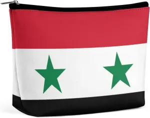 Syria Flag Compact Makeup Organizer Travel Cosmetic Bag for Women