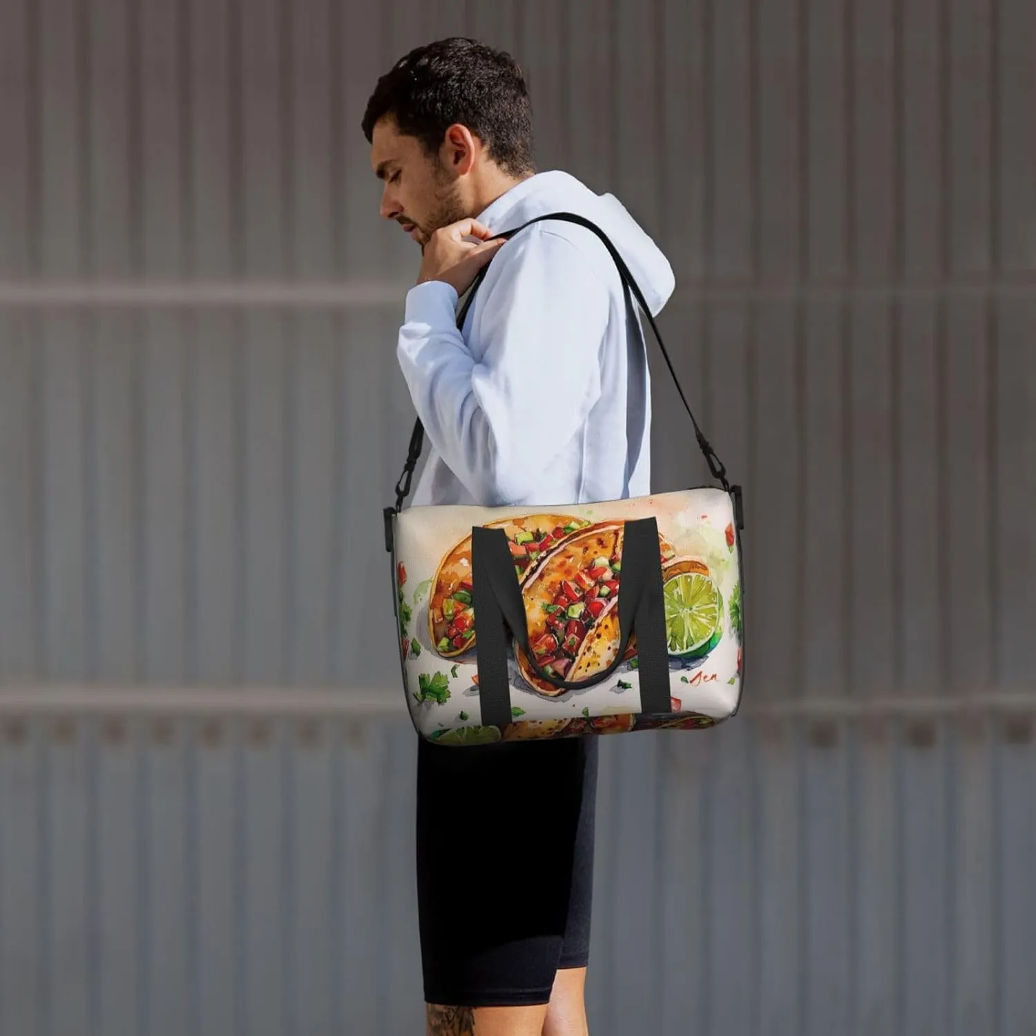 Taco print Travel Duffel Bag, Sports Tote Gym Bag, Swim Pool Bag Large Shoulder Tote Bag for Beach Weekender