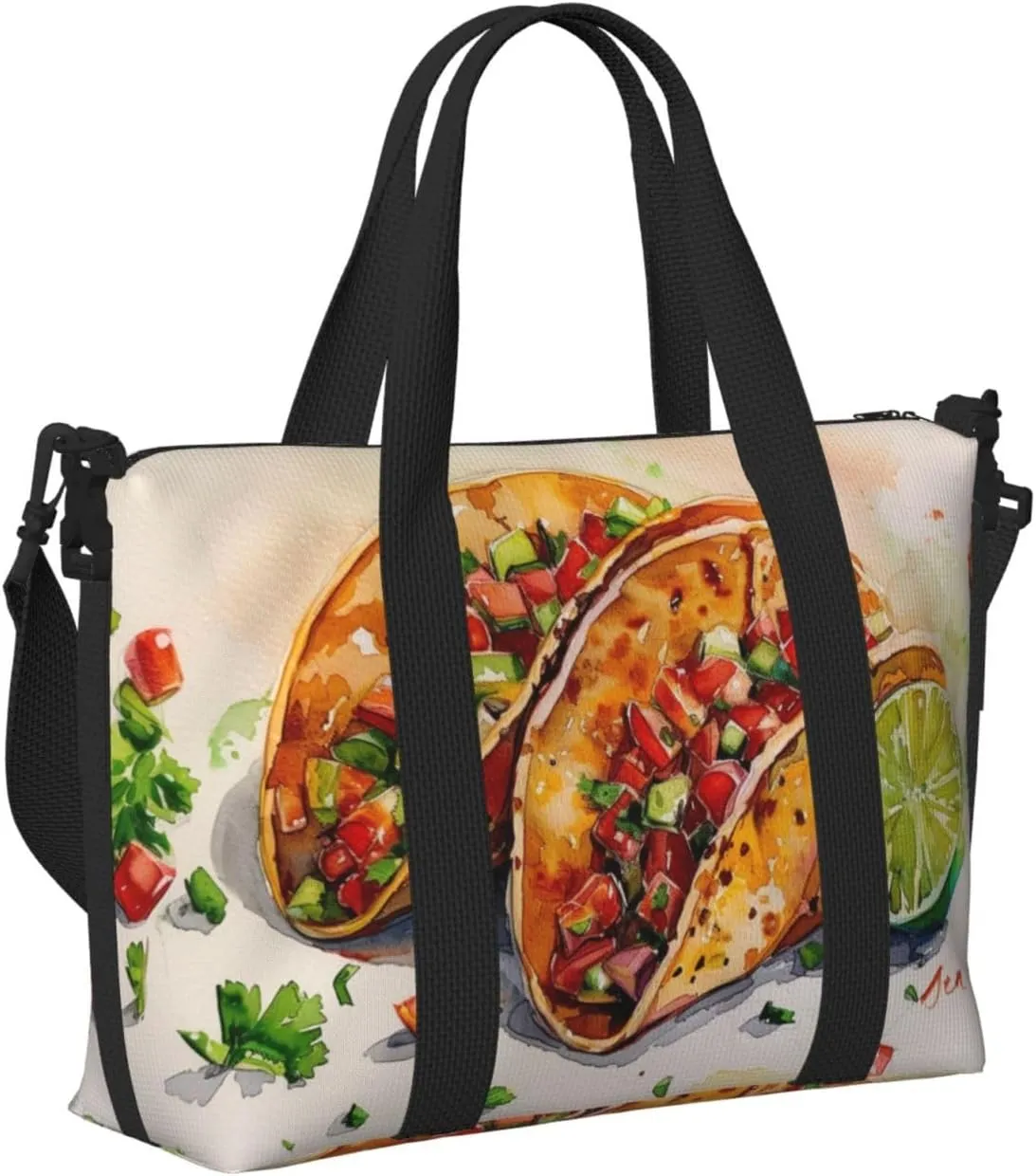 Taco print Travel Duffel Bag, Sports Tote Gym Bag, Swim Pool Bag Large Shoulder Tote Bag for Beach Weekender