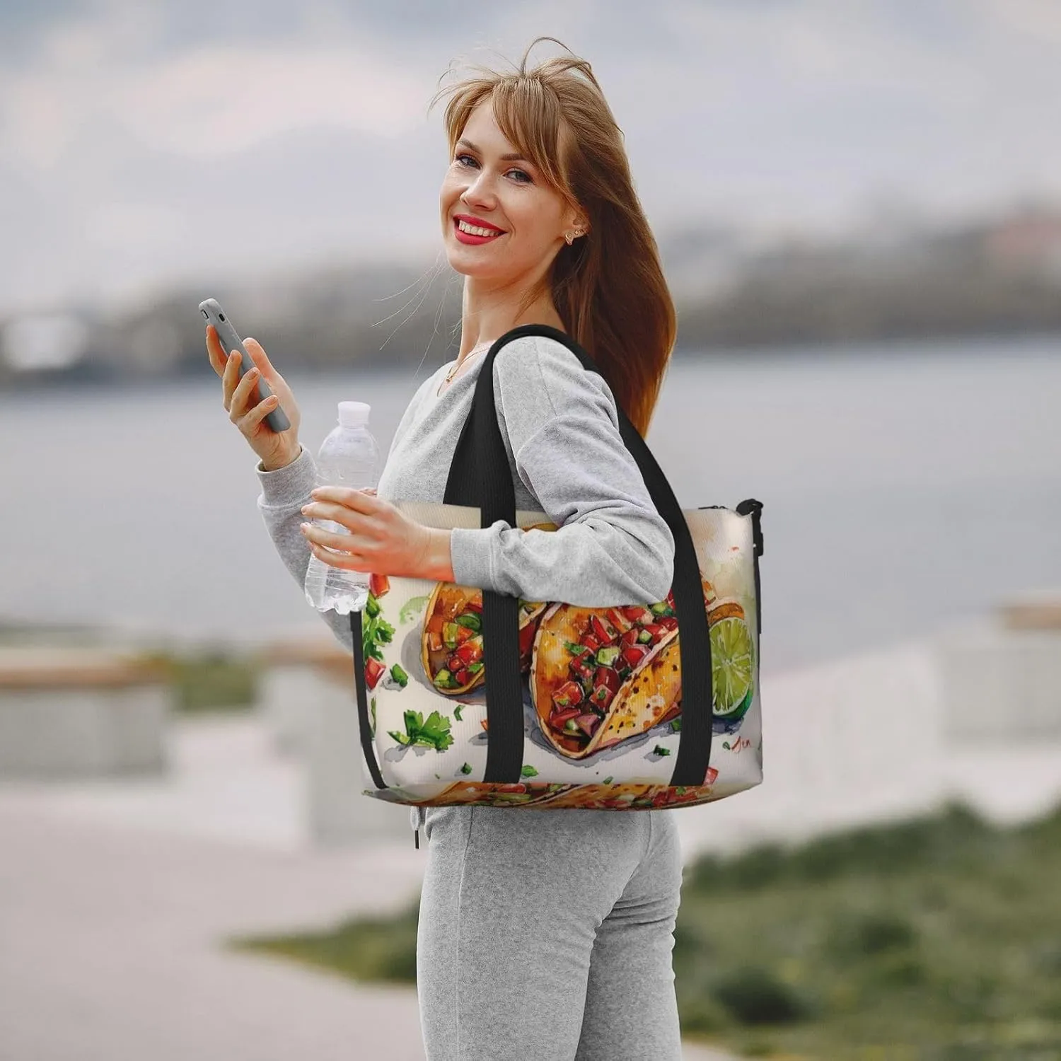 Taco print Travel Duffel Bag, Sports Tote Gym Bag, Swim Pool Bag Large Shoulder Tote Bag for Beach Weekender