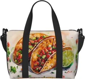 Taco print Travel Duffel Bag, Sports Tote Gym Bag, Swim Pool Bag Large Shoulder Tote Bag for Beach Weekender