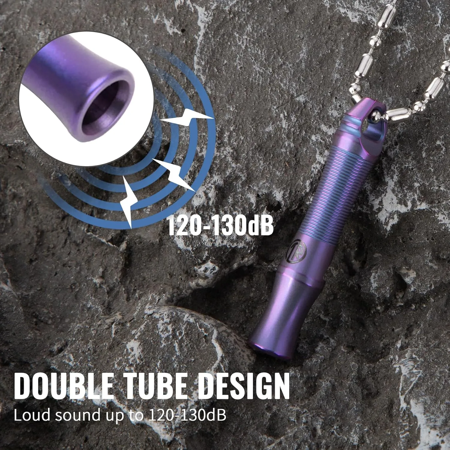 TACRAY Titanium Whistle – Ultra-Loud 120  dB, CNC Machined, Lightweight & Durable – Perfect for Emergency Survival, Hiking, Camping, and Outdoor Safety – Includes Stainless Steel Chain
