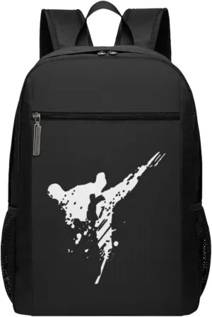 Taekwondo Arts Travel Laptop Backpack, Business Anti Theft Slim Sturdy Laptops Backpacks, College Computer Bag Gift for Men & Women Fits 17 Inch Notebook,Black