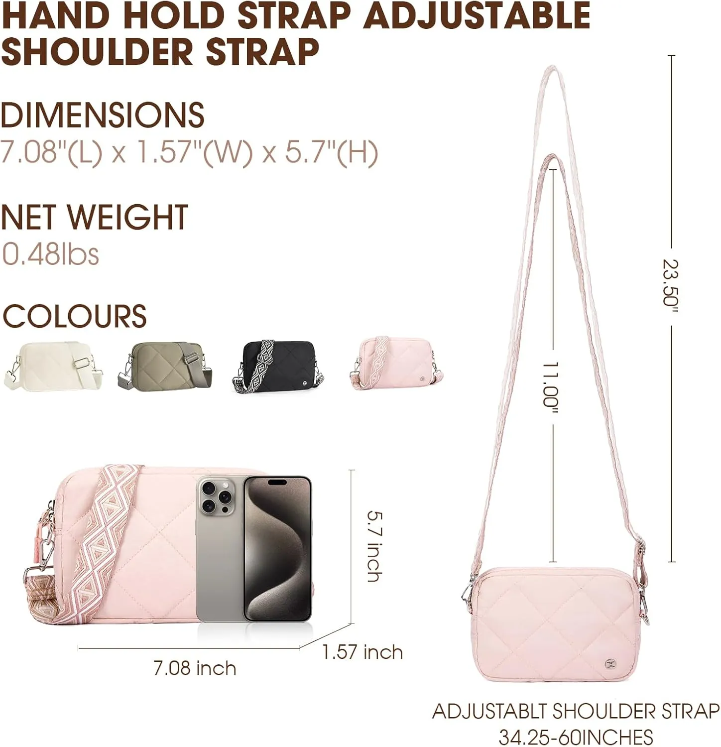 Telena Quilted Crossbody Bags for Women Puffer Bag Purse Lightweight Design Shoulder Handbag