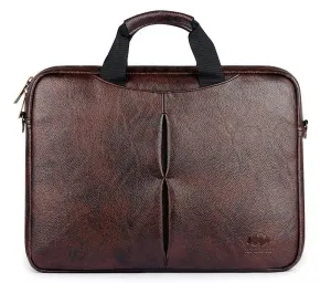The Clownfish Vegan Leather Laptop Messenger Bag | With Padded Shoulder Strap | 14 inch | Dark Brown