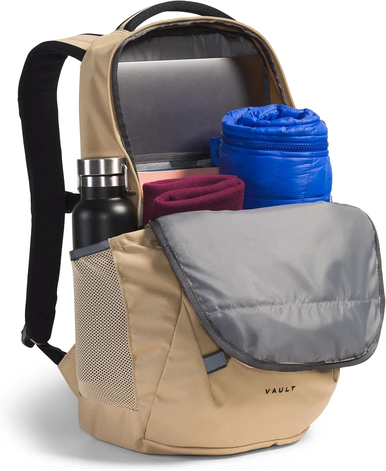 THE NORTH FACE Vault Everyday Laptop Backpack - PFAS Free, Khaki Stone/TNF Black, One Size