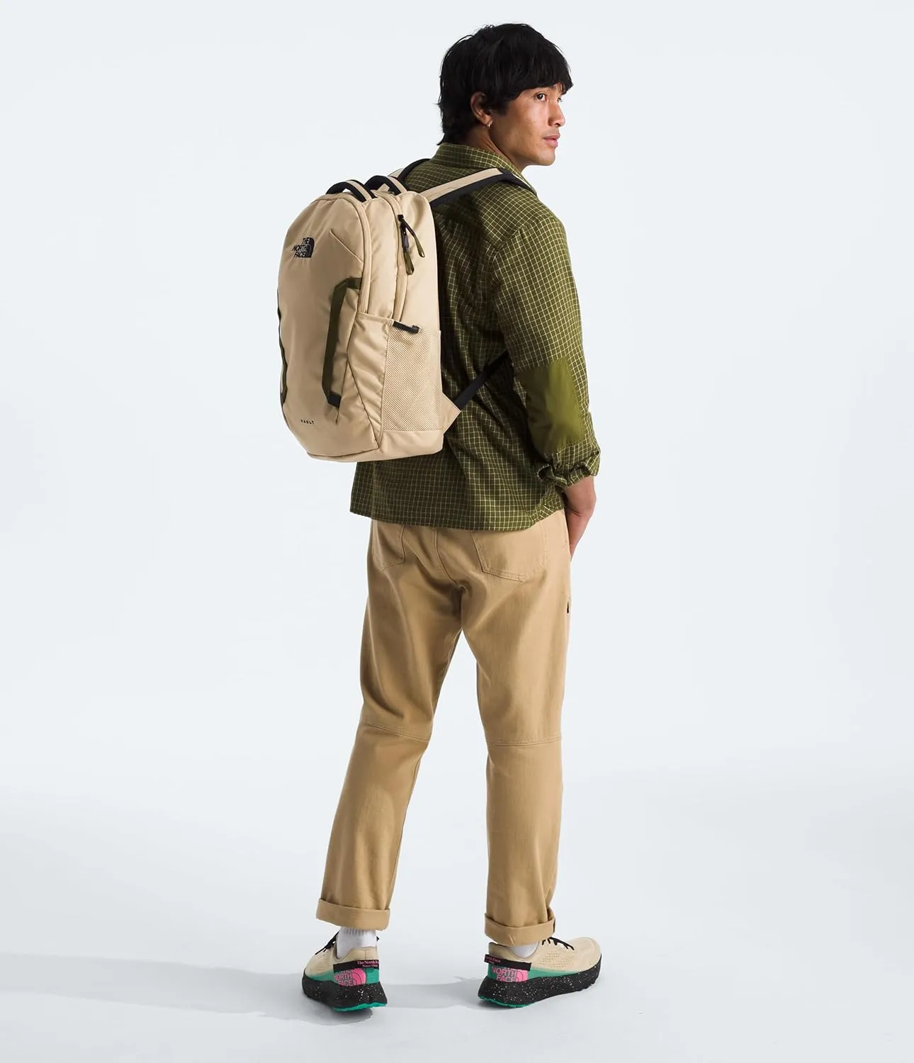 THE NORTH FACE Vault Everyday Laptop Backpack - PFAS Free, Khaki Stone/TNF Black, One Size