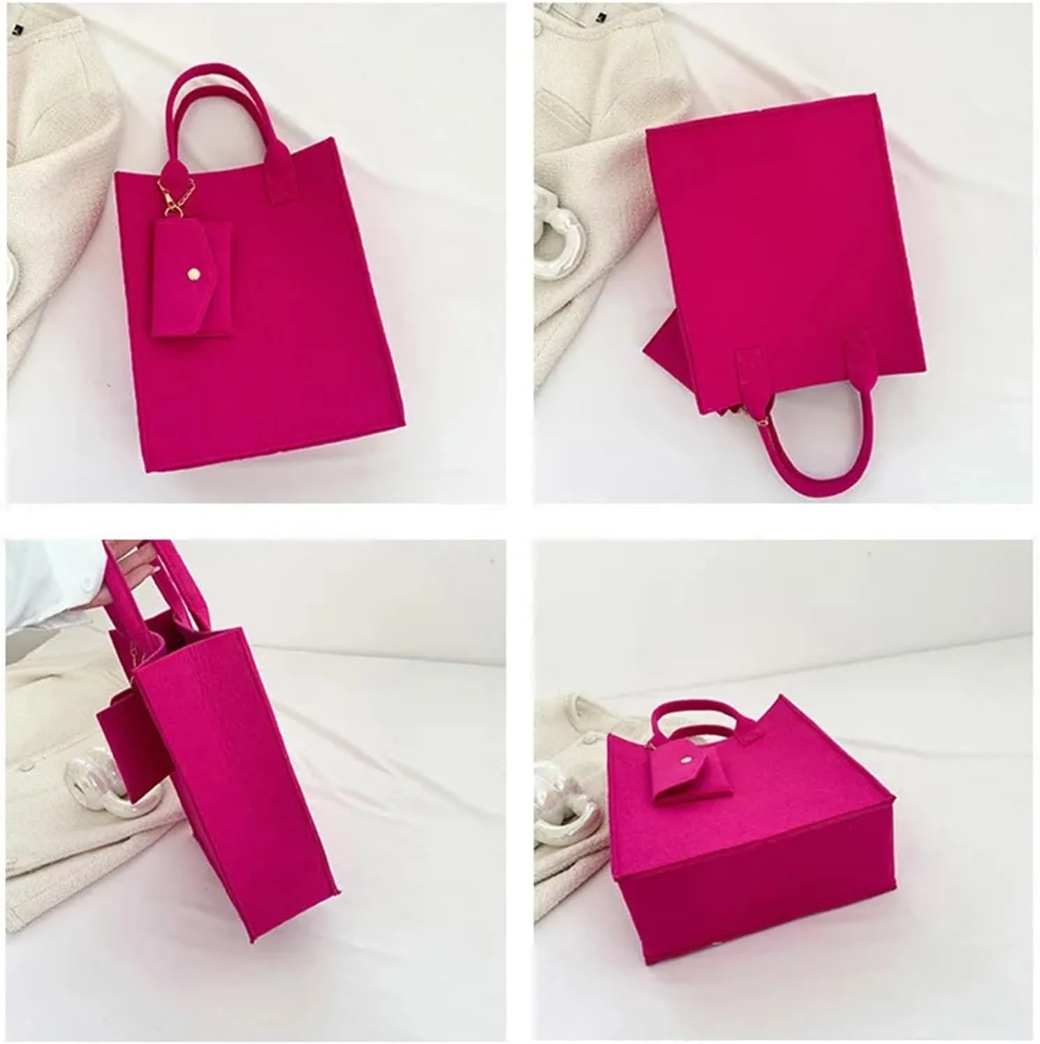 Thickened Felt Tote Student Handbag Large Capacity Reusable Shopping Handheld Bag Messenger Bag