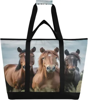 Thought Horse Reusable Insulated Lunchbox Cooler Bag, Leakproof Kitchen Grocery Bag Collapsible Portable Cooler Tote Bag for Picnic, Camping, Office, Travel