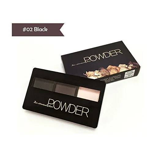 Three-Dimensional Natural 3-Color Face Eyebrow Powder Palette with Double Sided Makeup Brushes Mirror Set