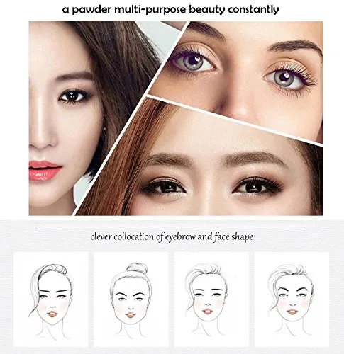 Three-Dimensional Natural 3-Color Face Eyebrow Powder Palette with Double Sided Makeup Brushes Mirror Set