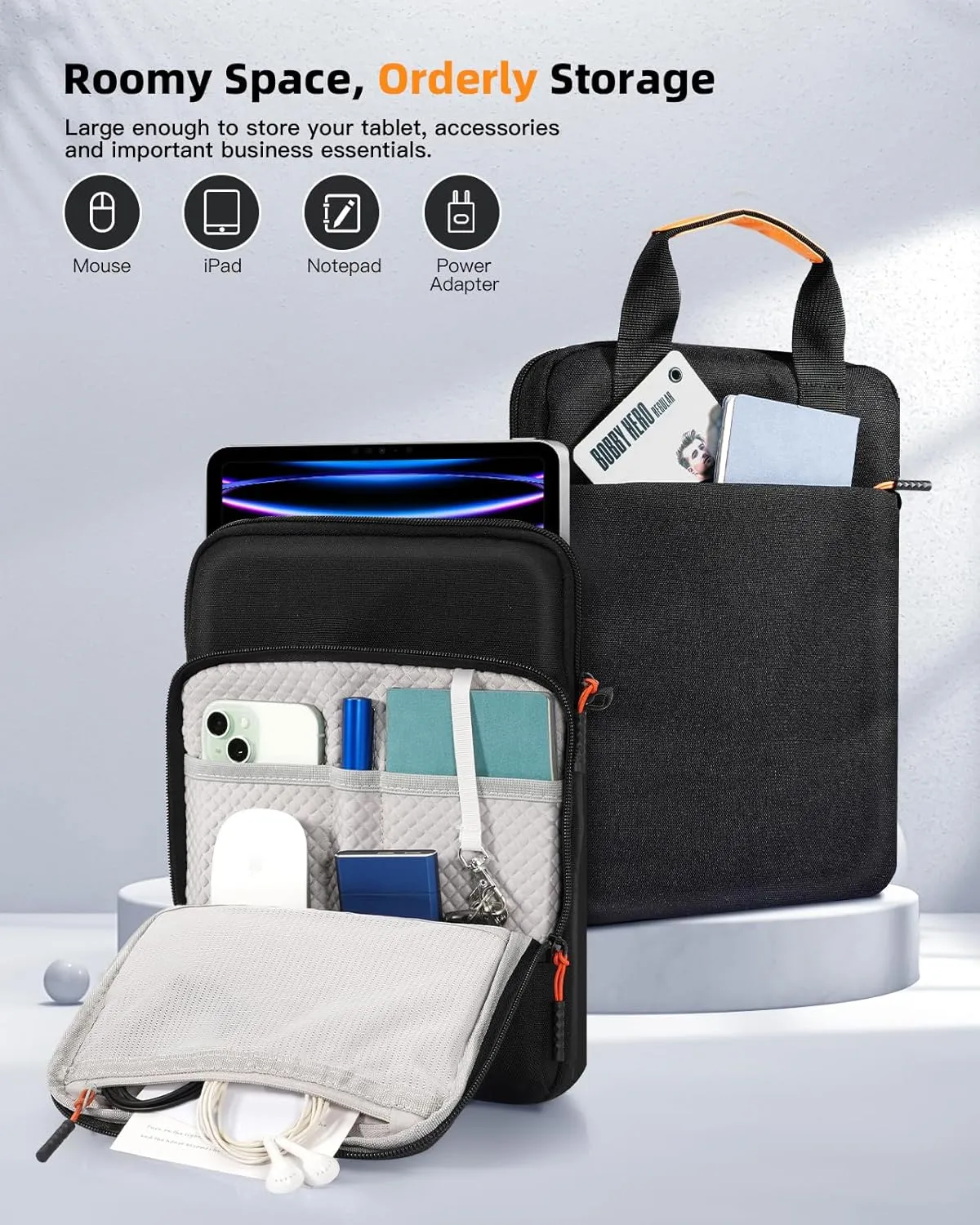 TiMOVO 11 Inch Tablet Shoulder Bag for iPad 10th Gen. 10.9", iPad 9th/8th/7th Gen. 10.2", iPad Air 11/Air 5th/4th Gen. 10.9",Galaxy Tab A9 /A9 Plus 11",360ｰ Protection Tablet Sleeve with Handle, Black
