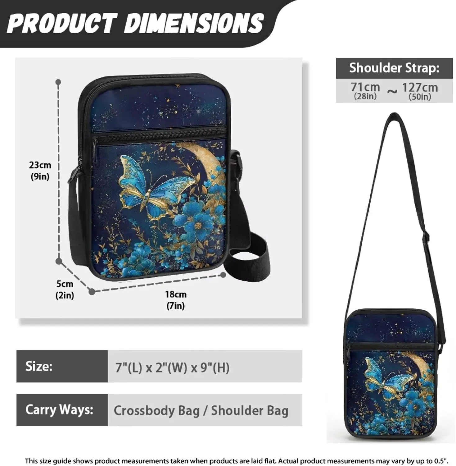 TODIYADDU Messenger Bag for Women Men Mini Shoulder Bag with Adjustable Straps Trendy Crossbody Sling Bag for Cell Phone Keys