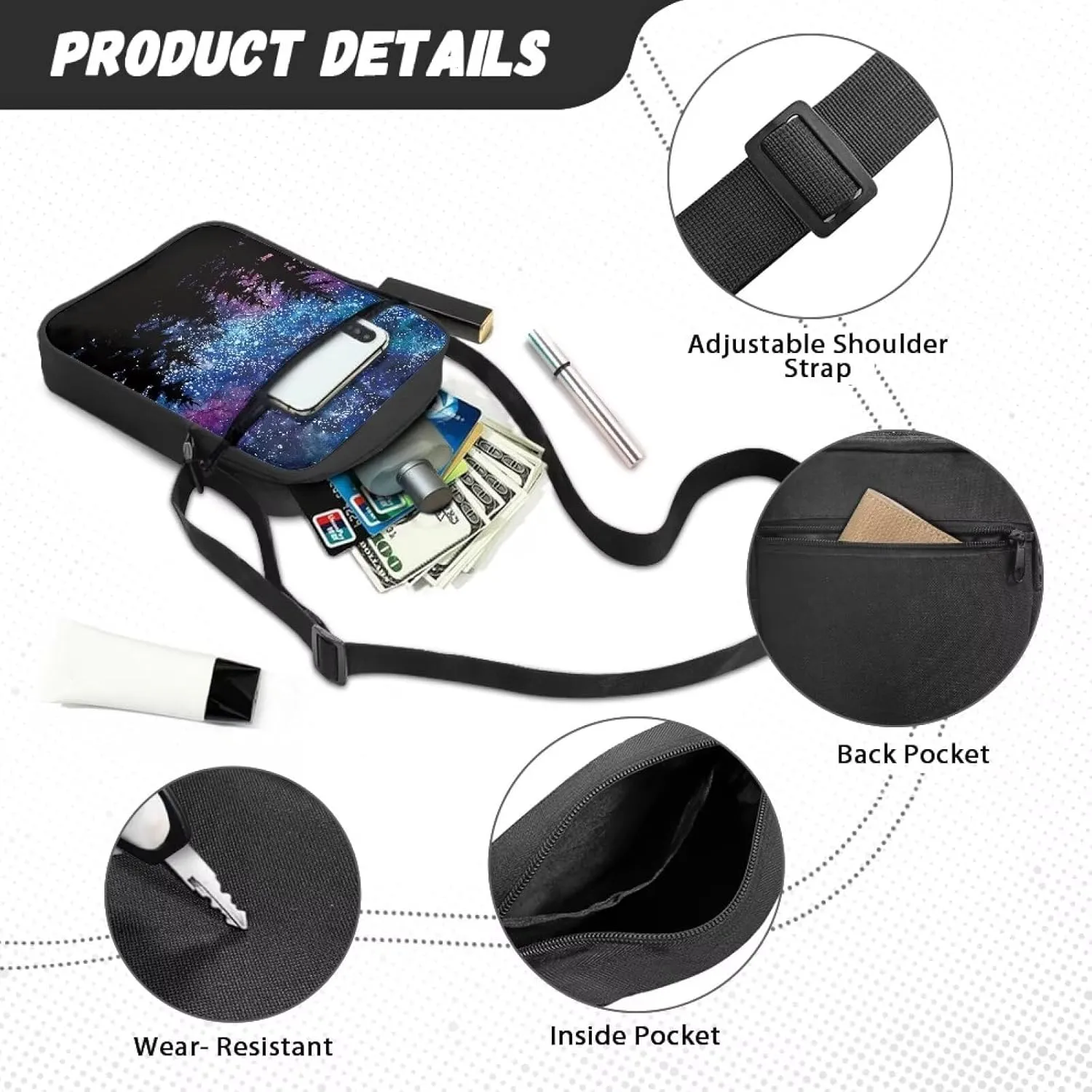 TODIYADDU Sling Bag for Women Men Crossbody Purse Trendy Messenger Bag Small Shoulder Bag Mini Phone Pouch Purse Nice Gifts