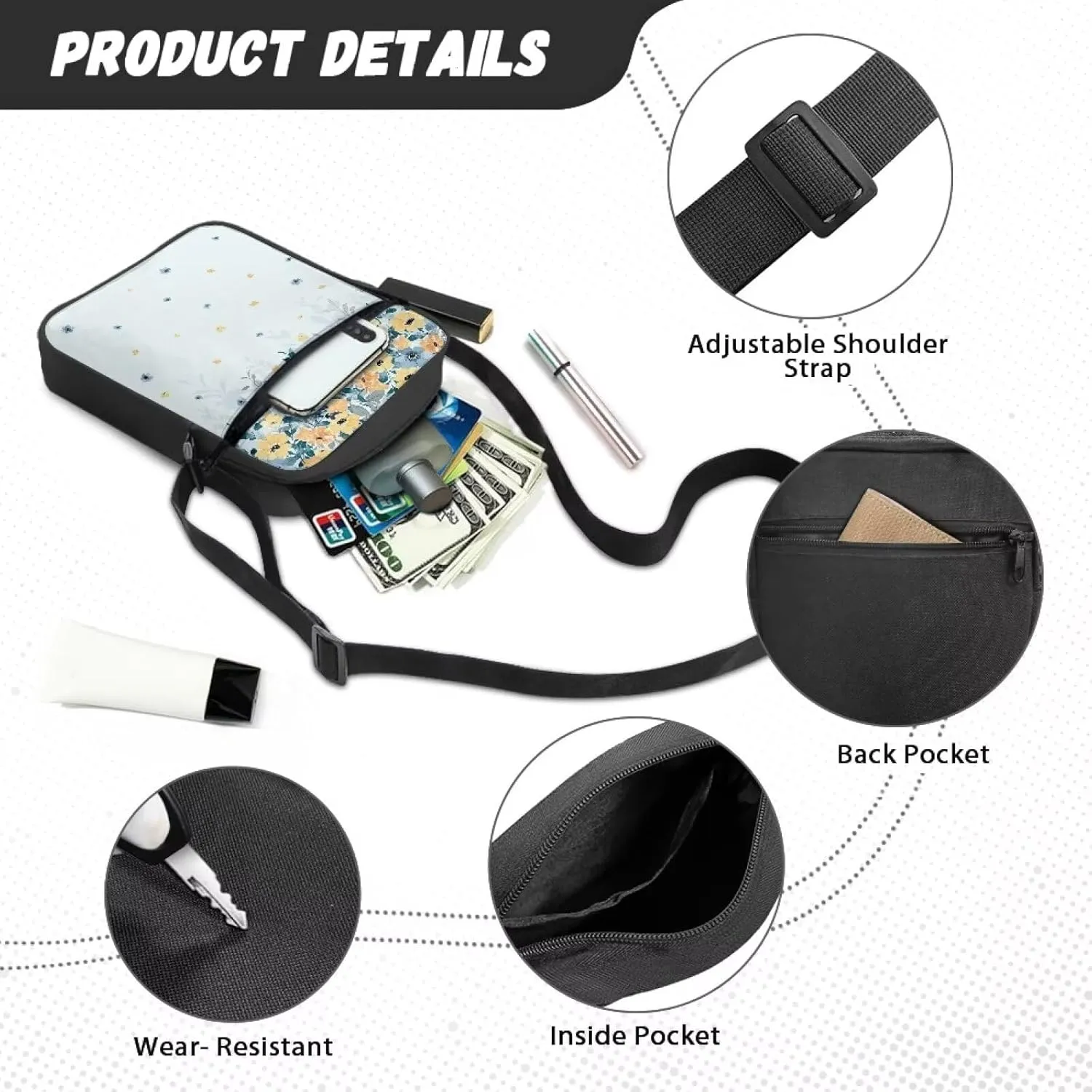 TODIYADDU Sling Bag for Women Men Crossbody Purse Trendy Messenger Bag Small Shoulder Bag Mini Phone Pouch Purse Nice Gifts