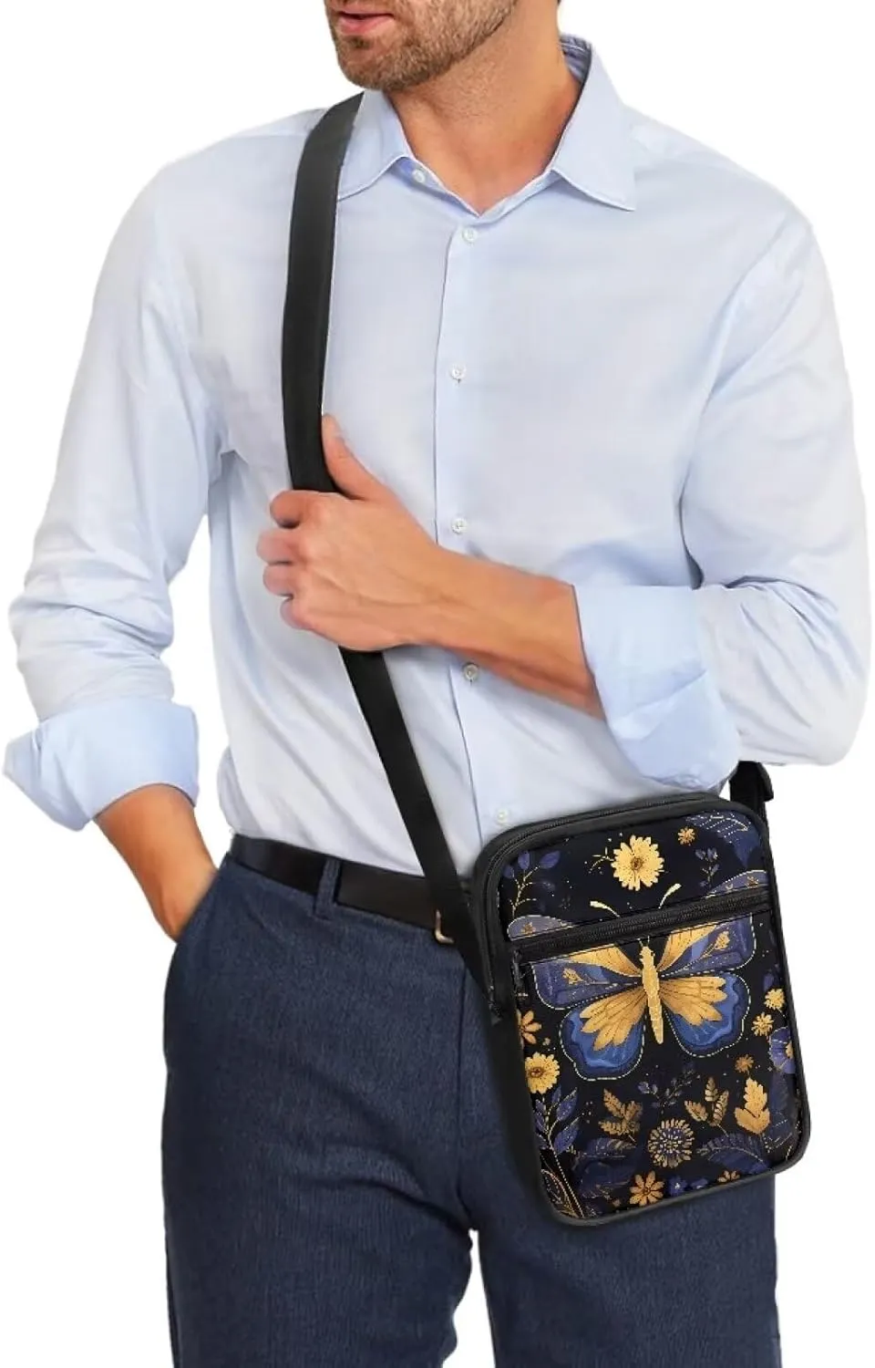 TODIYADDU Trendy Messenger Bag for Women Men Mini Shoulder Bag with Front Pocket Sling Purse Chest Bag for Small Items Gifts