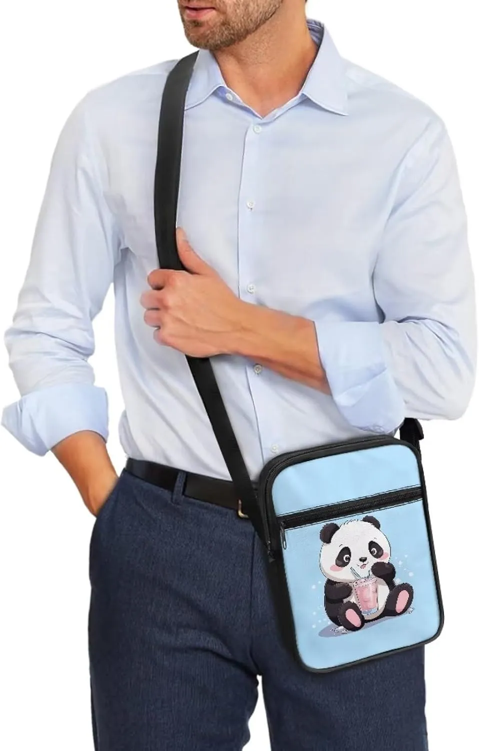 TODIYADDU Trendy Messenger Bag for Women Men Mini Shoulder Bag with Front Pocket Sling Purse Chest Bag for Small Items Gifts