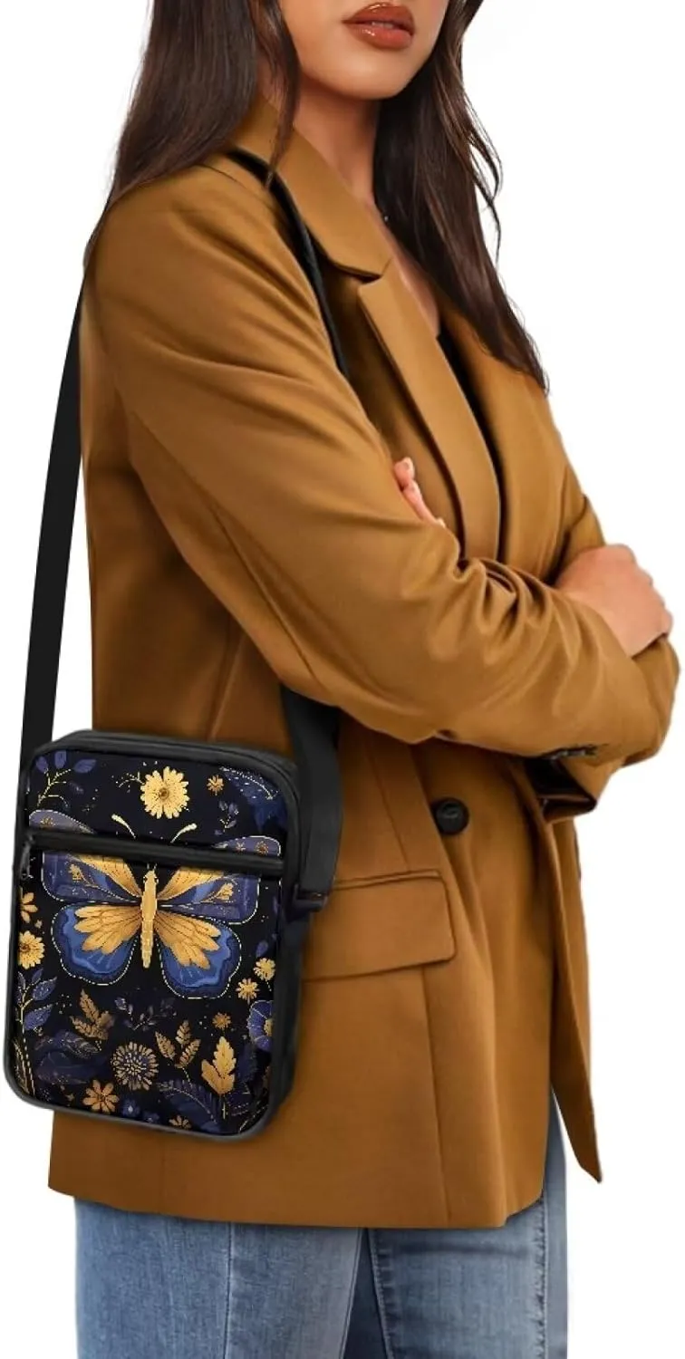 TODIYADDU Trendy Messenger Bag for Women Men Mini Shoulder Bag with Front Pocket Sling Purse Chest Bag for Small Items Gifts
