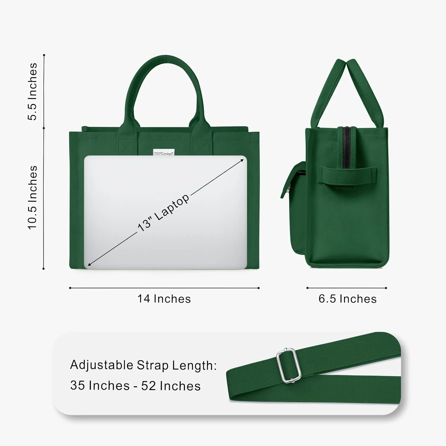 TOPDesign Heavy-Duty Canvas Tote Bag for Women, Crossbody Handbag with 9 Pockets, Everything Tote