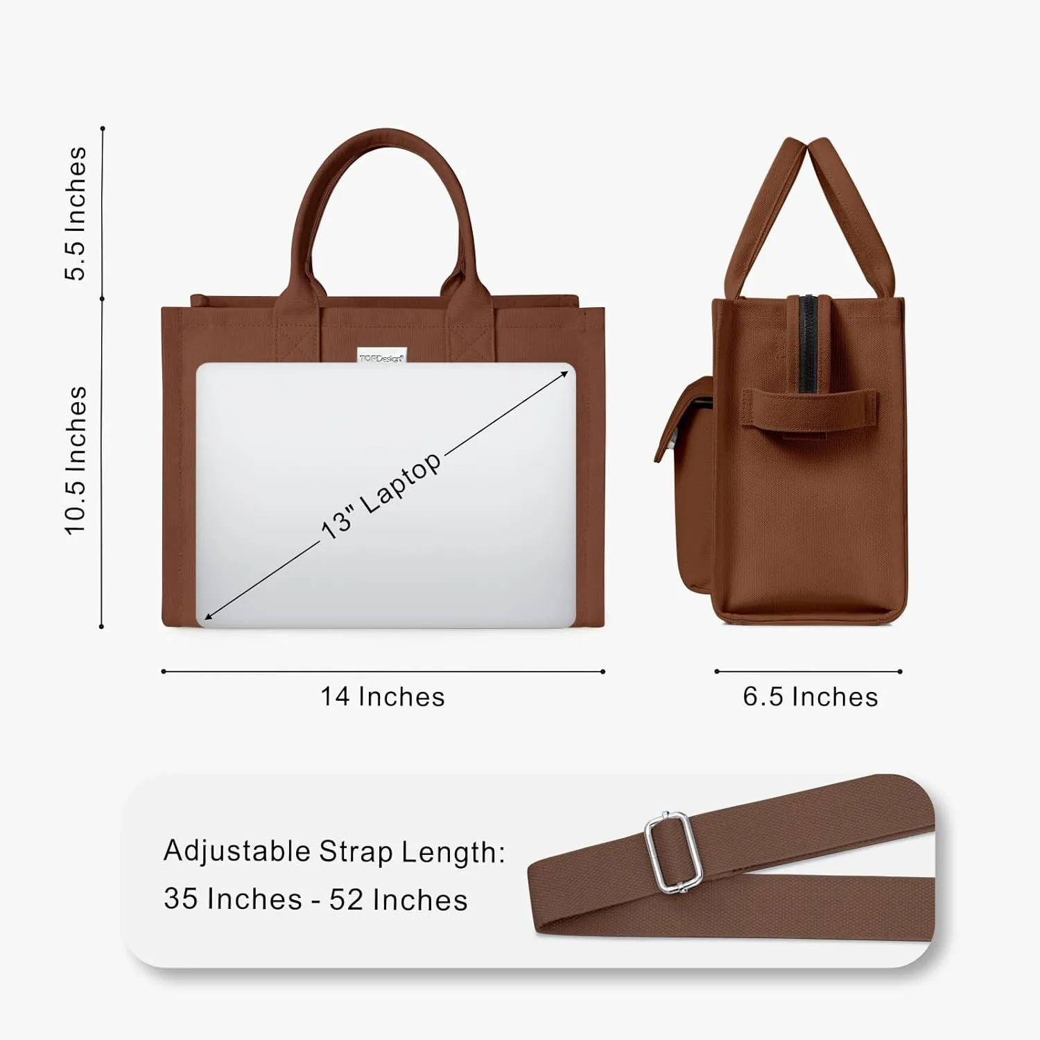 TOPDesign Heavy-Duty Canvas Tote Bag for Women, Crossbody Handbag with 9 Pockets, Everything Tote