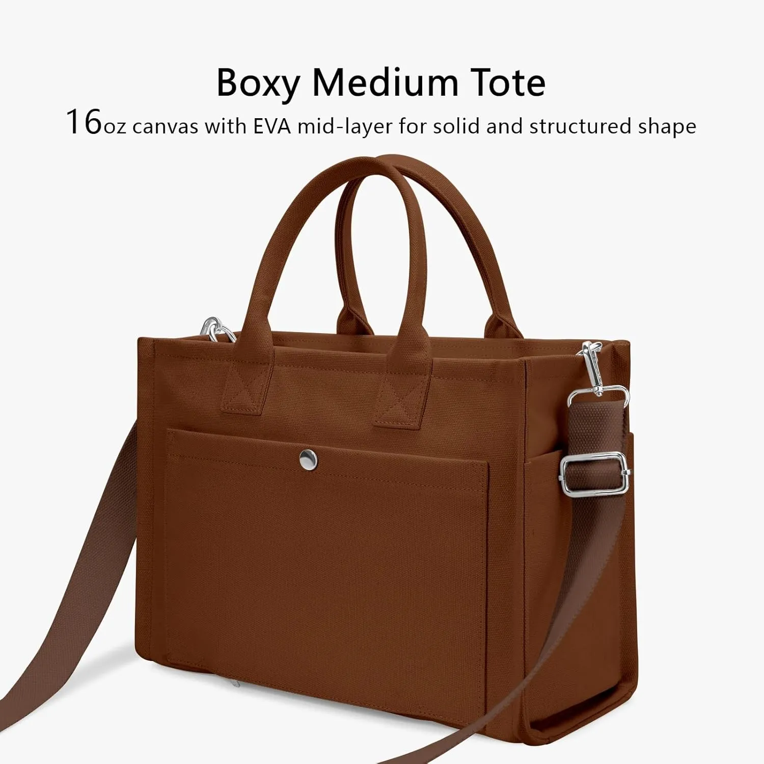 TOPDesign Heavy-Duty Canvas Tote Bag for Women, Crossbody Handbag with 9 Pockets, Everything Tote