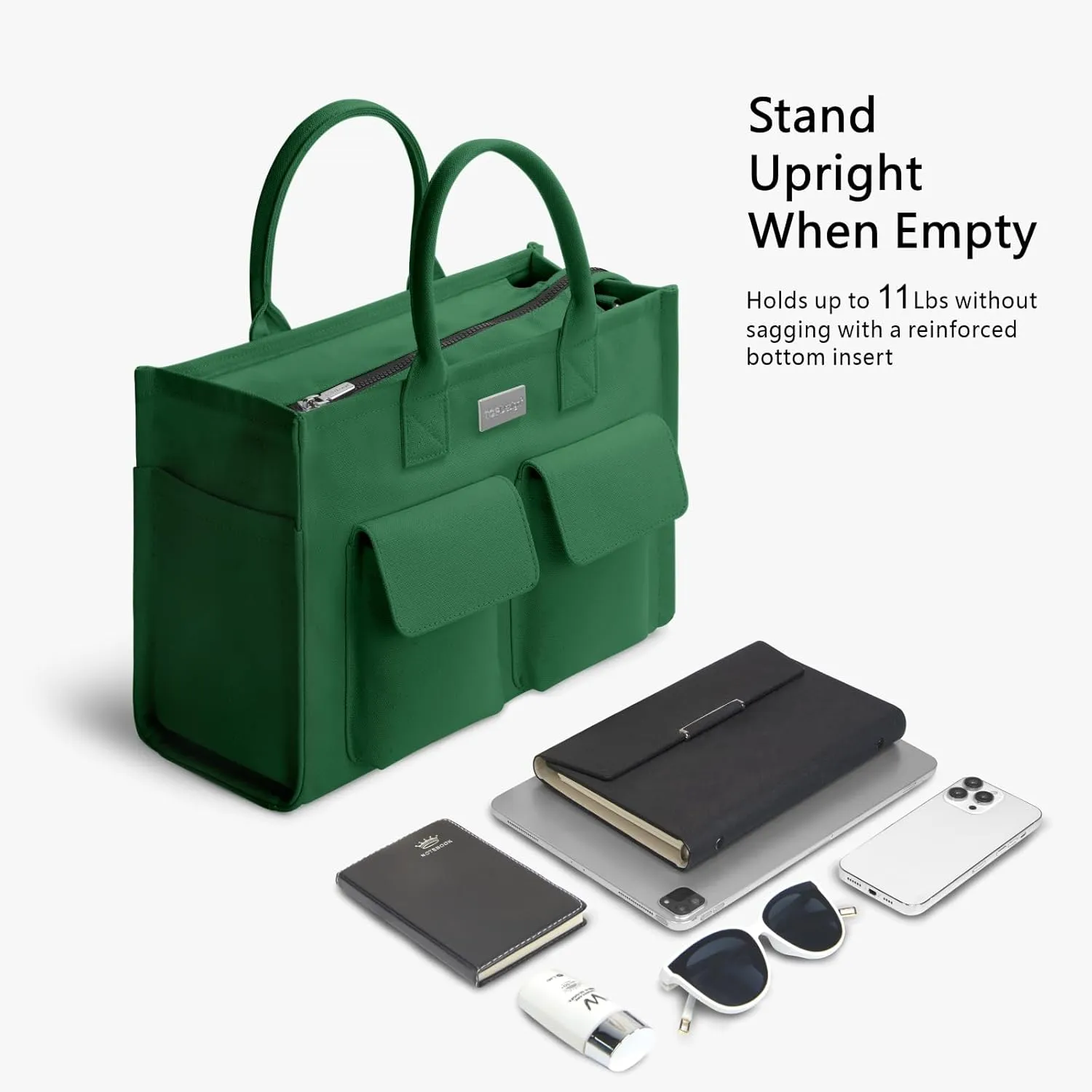 TOPDesign Heavy-Duty Canvas Tote Bag for Women, Crossbody Handbag with 9 Pockets, Everything Tote
