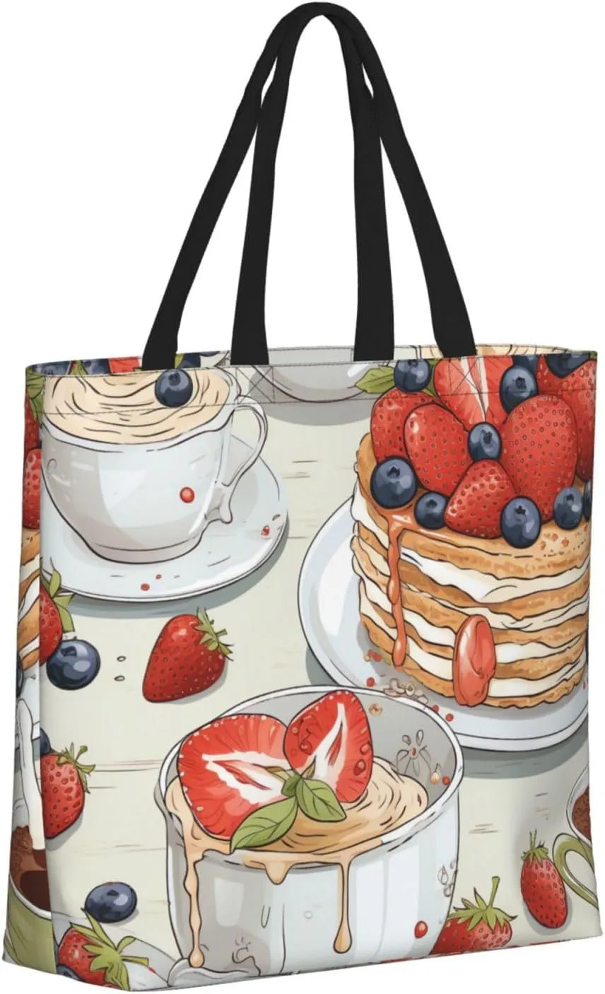 Tote Bag for Women Candy House Shoulder Bag with Zipper Handbag Large Capacity Reusable Grocery Bag