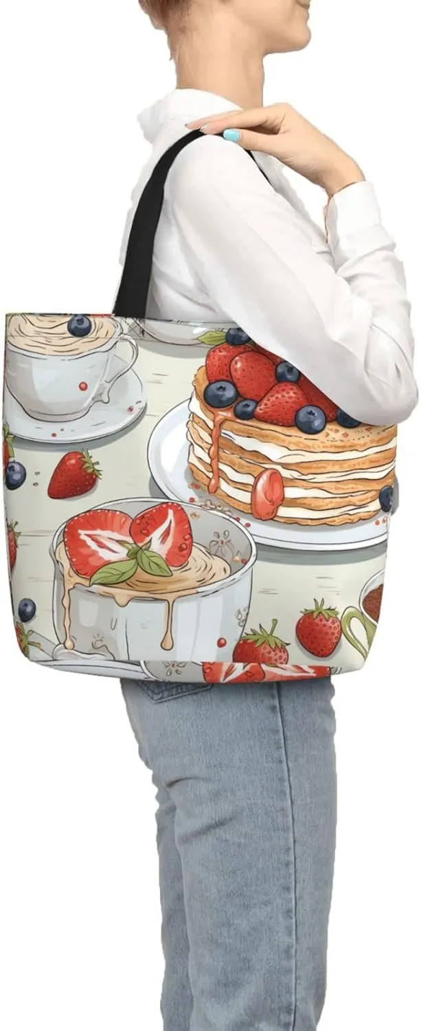 Tote Bag for Women Candy House Shoulder Bag with Zipper Handbag Large Capacity Reusable Grocery Bag