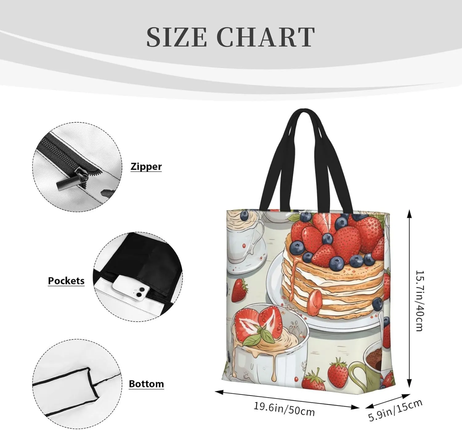 Tote Bag for Women Candy House Shoulder Bag with Zipper Handbag Large Capacity Reusable Grocery Bag