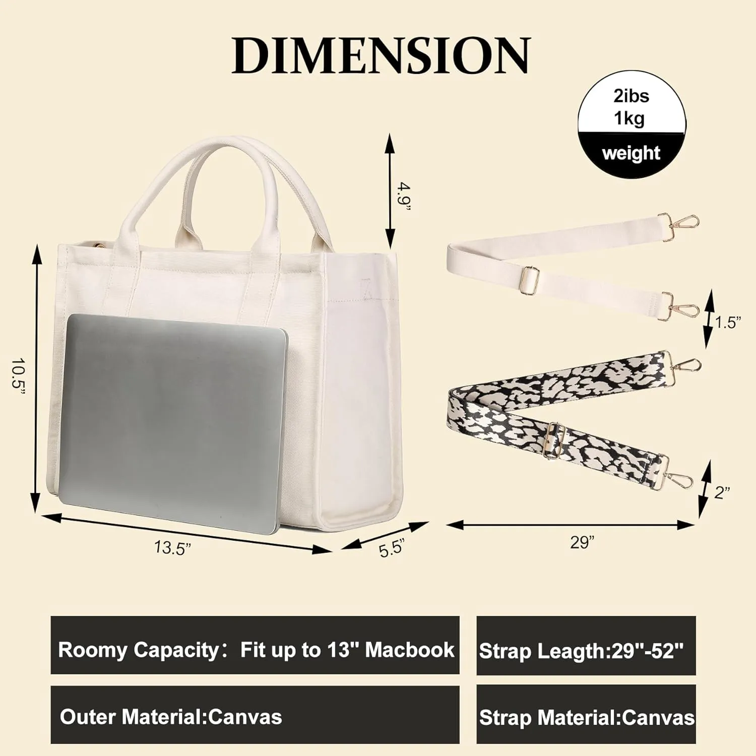 Tote Bag for Women Canvas Zip Top Handle Women's Handbag Multi Pockets Travel Crossbody Shoulder Bag