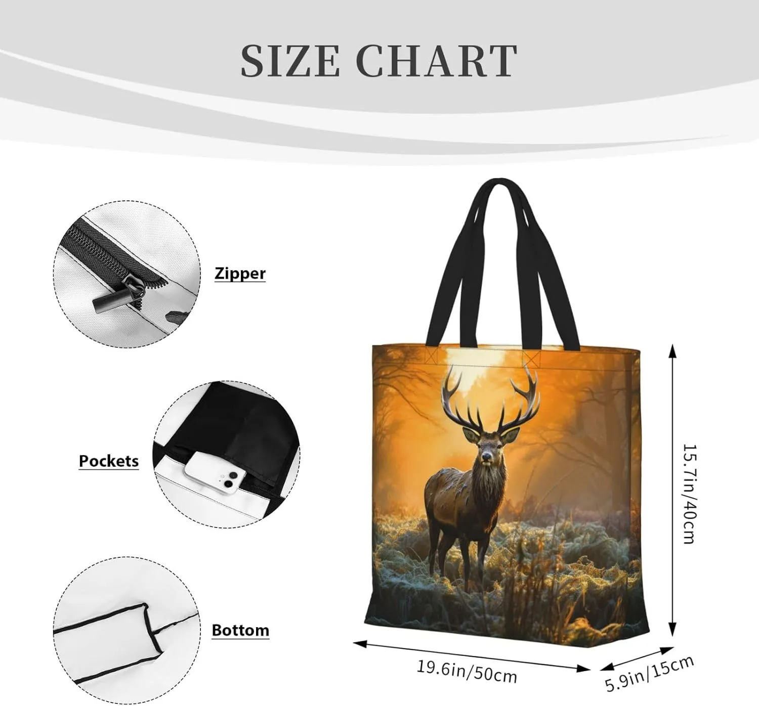 Tote Bag for Women Delicious blueberries Shoulder Bag with Zipper Handbag Large Capacity Reusable Grocery Bag