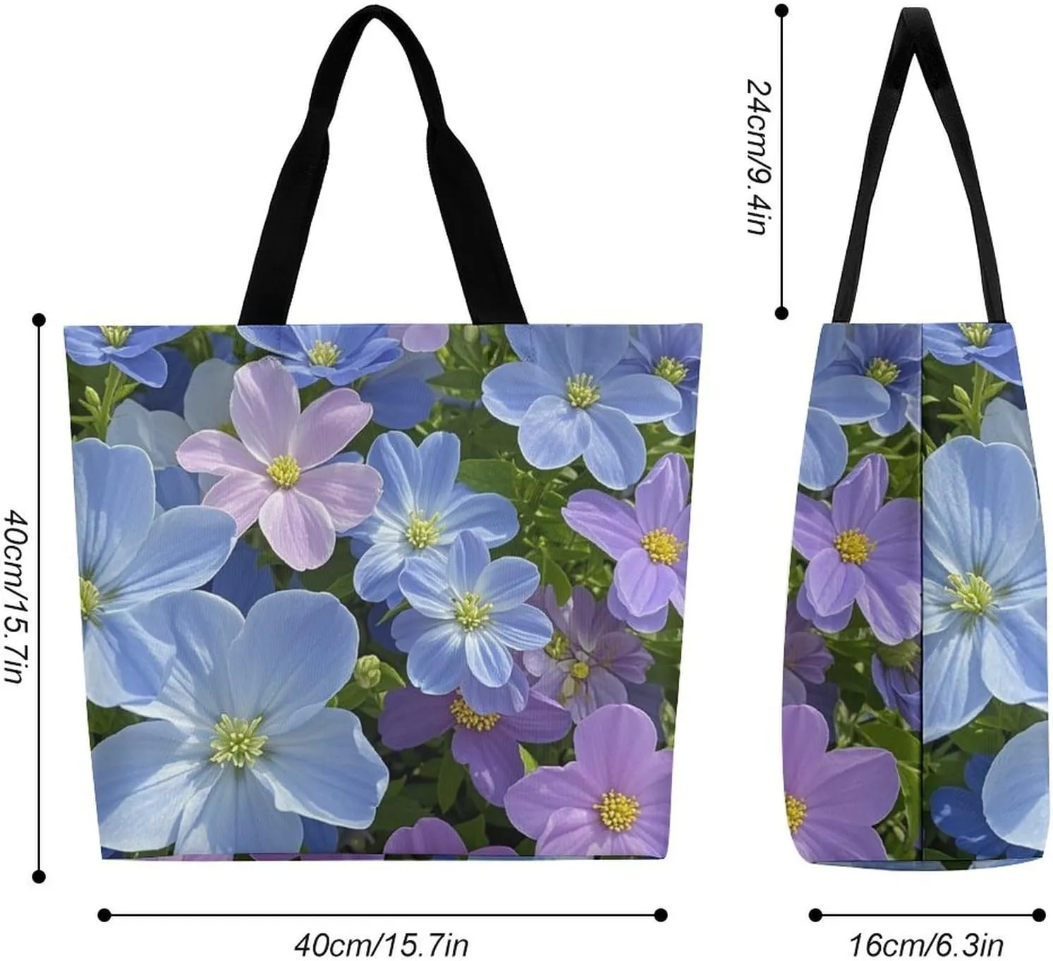 Tote Bag for Women Large Capacity Tote Bags Blue Fruit Pattern Handbag Crossbody Bag Shopping Bags Shoulder Bag