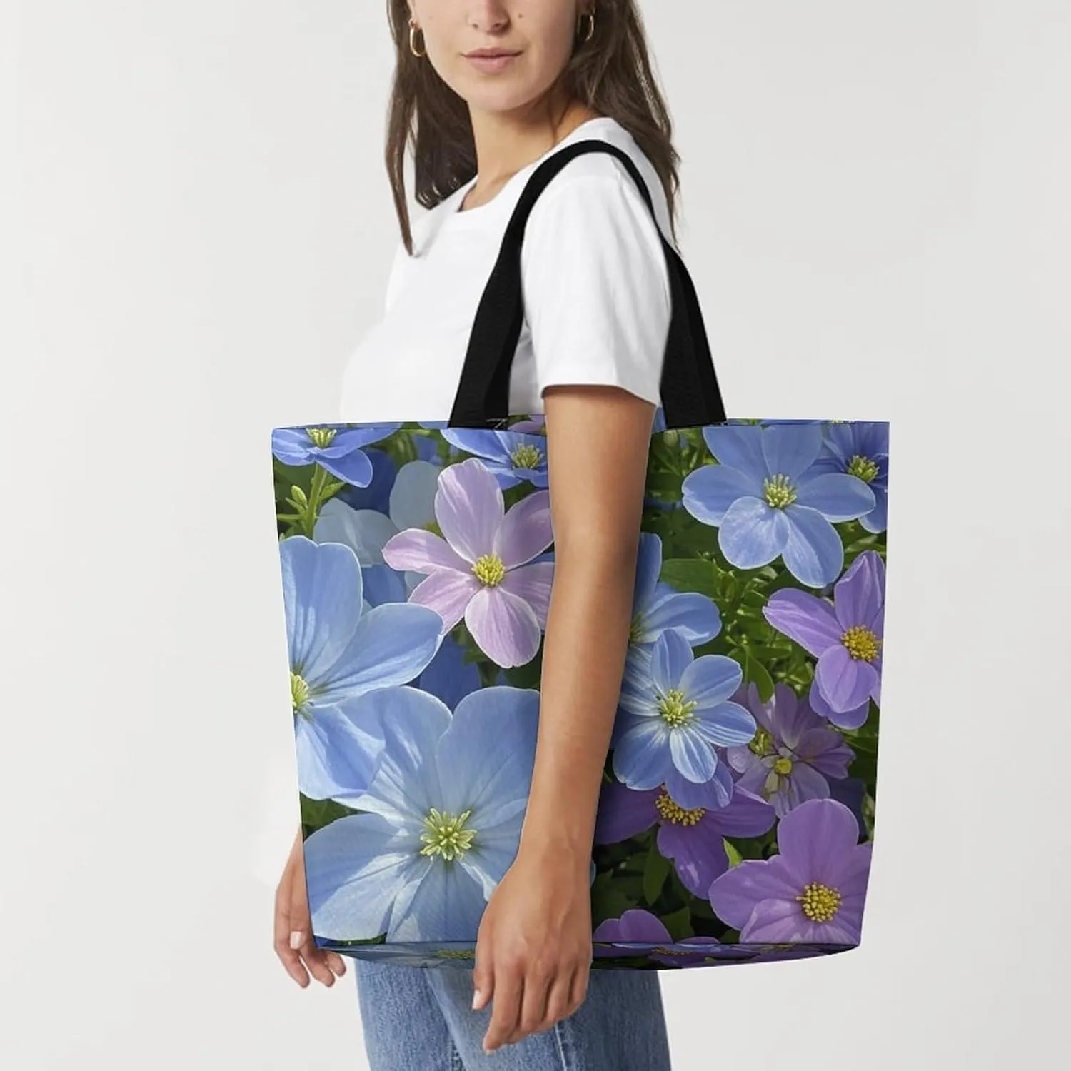 Tote Bag for Women Large Capacity Tote Bags Blue Fruit Pattern Handbag Crossbody Bag Shopping Bags Shoulder Bag