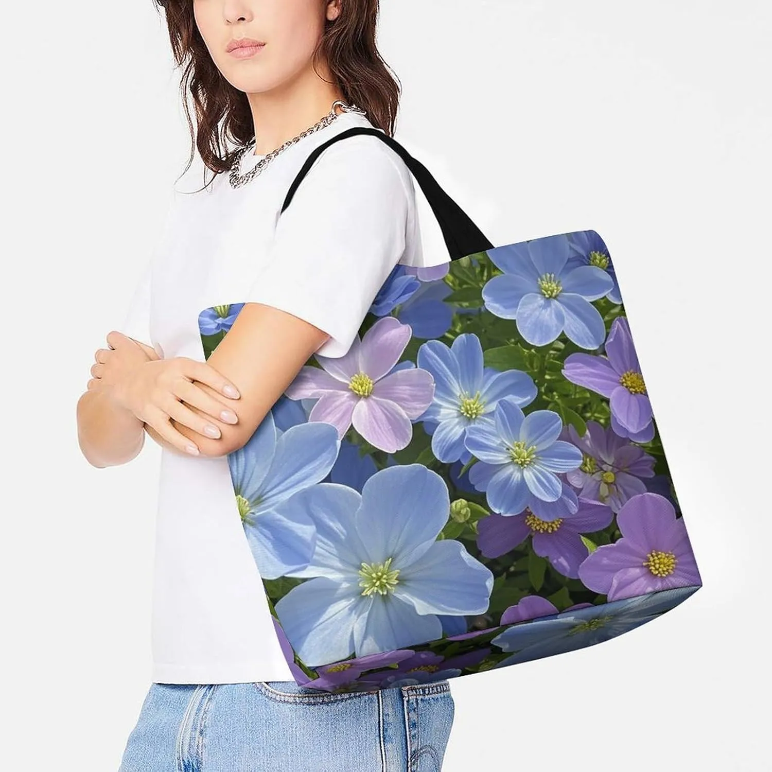 Tote Bag for Women Large Capacity Tote Bags Blue Fruit Pattern Handbag Crossbody Bag Shopping Bags Shoulder Bag