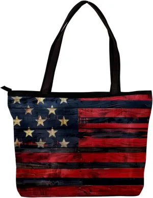 Tote Bag for Women, Large Tote Bag, Women's Tote Handbags, Plank Usa Flag, Womens Tote Bag