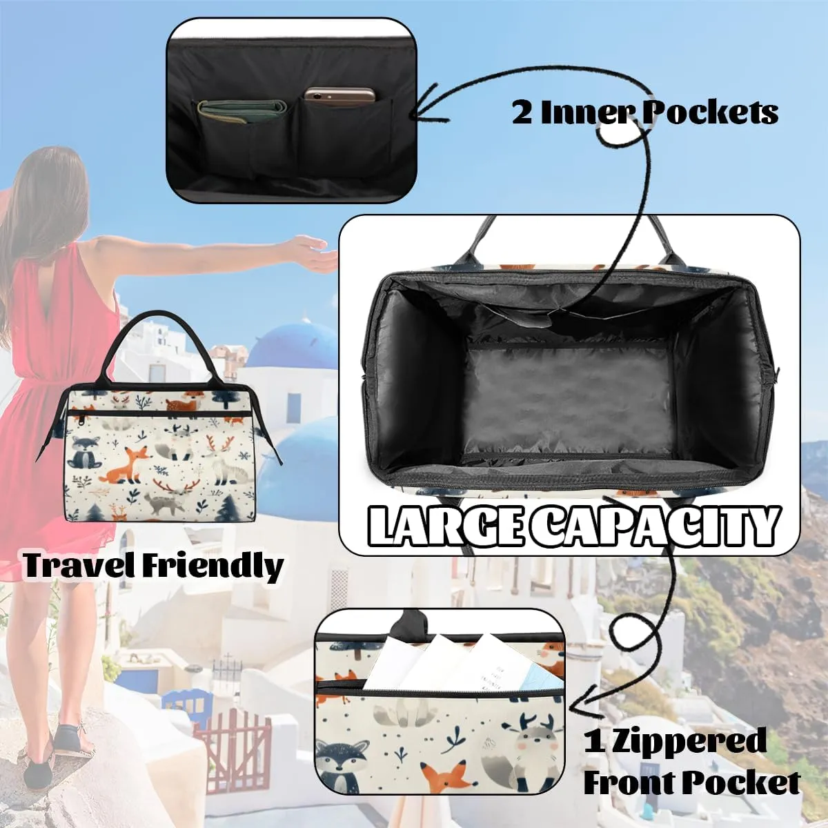 Tote Bag for Women, Lightweight Tote Bag with Zipper, Large Shoulder Bag Handbag for Travel, Work