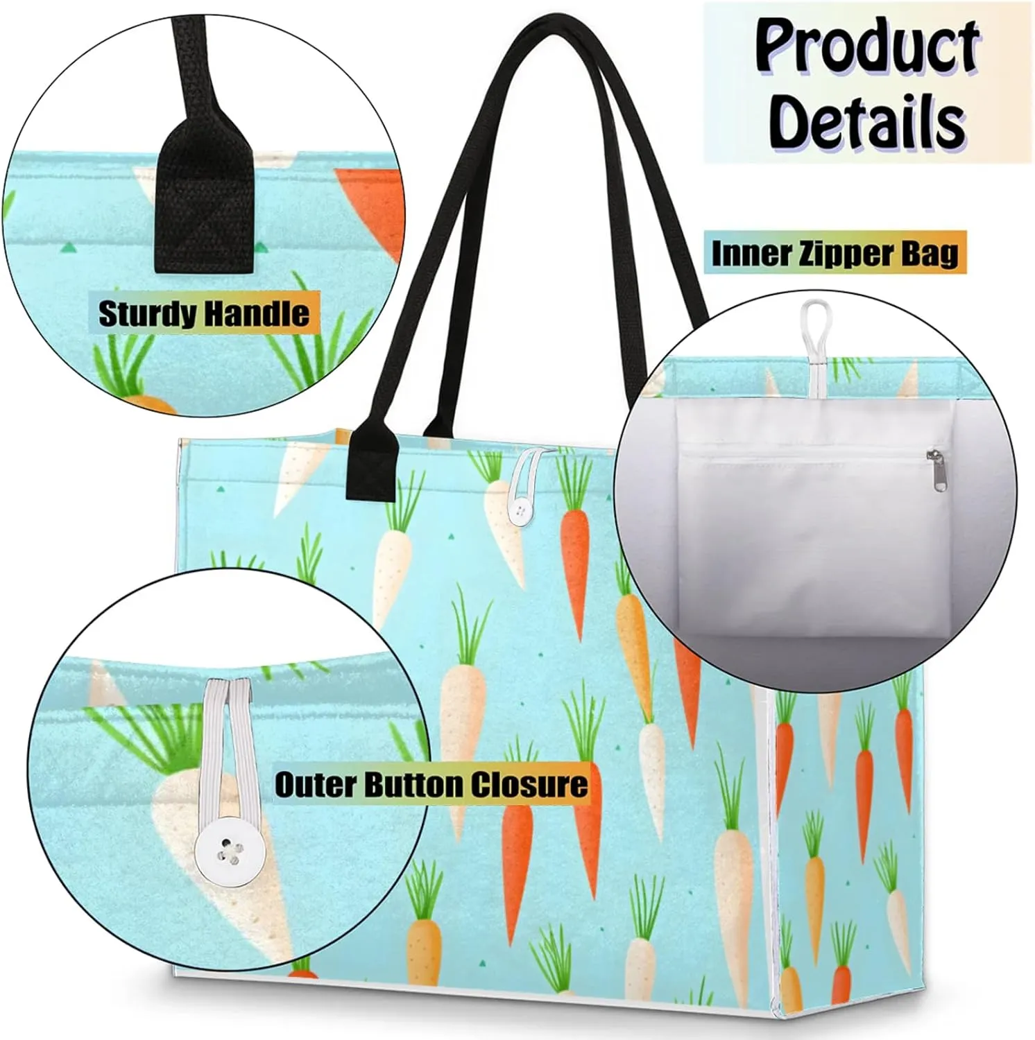 Tote Bag for Women Reusable Canvas Shoulder Bag